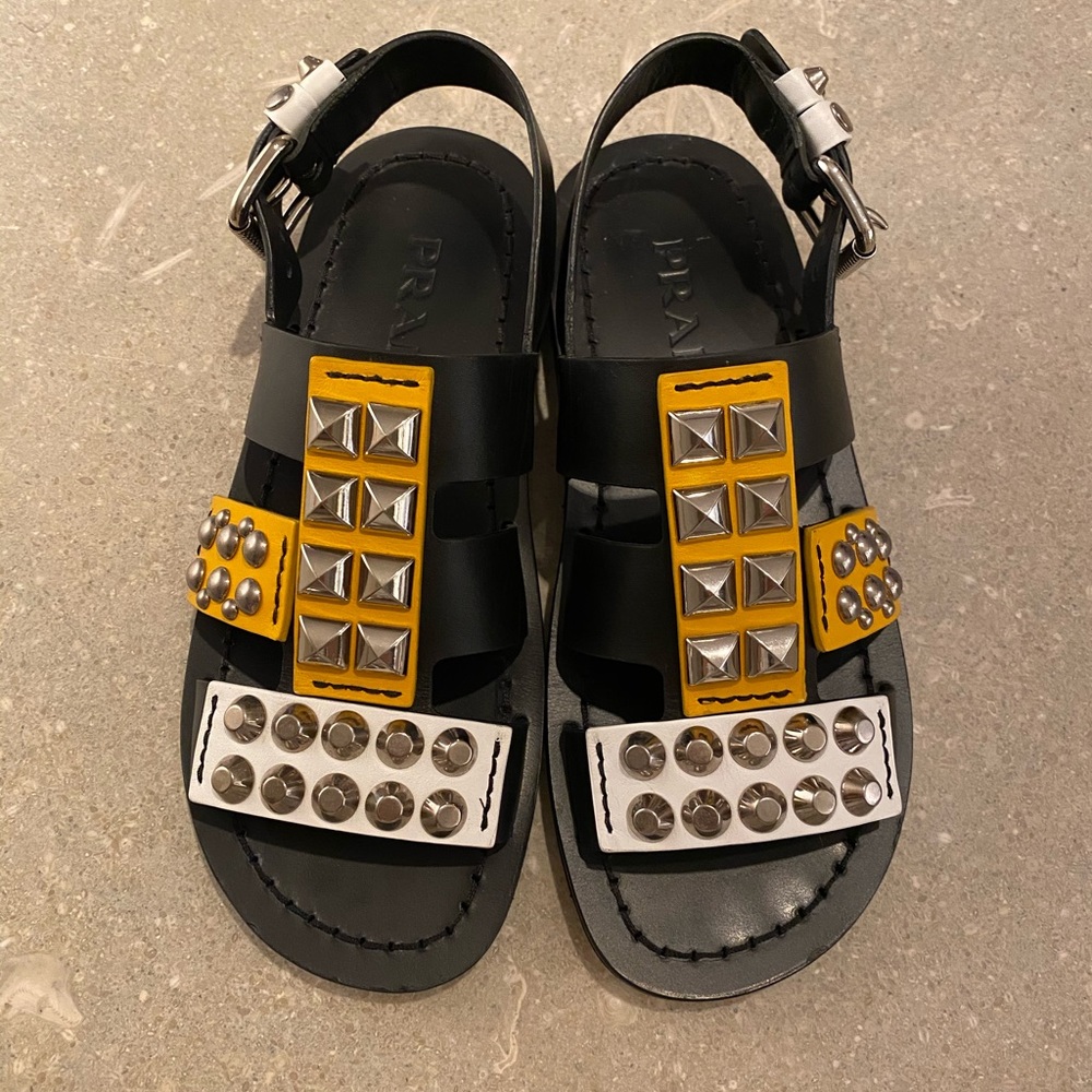 2019 PRADA studded sandals. Worn once!